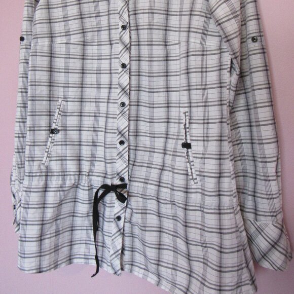 Esprit Women Blouse sz. 6, White Black, checked - Picture 8 of 9